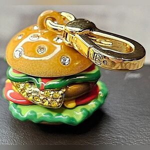 RARE Juicy Couture Hamburger Charm Pave Rhinestone Y2K Food Bag Charm Bracelet